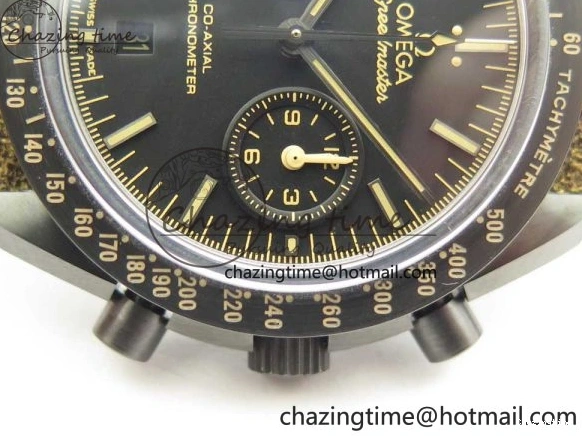 0118 SmoothTexture Speedmaster “Dark Side of The Moon” Real Ceramic OMF 1:1 Best Edition Vintage Black on Brown Leather Strap A 7975